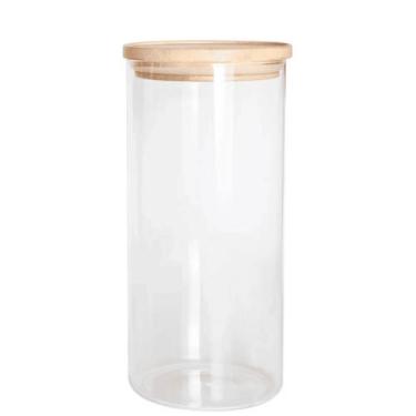 Imagem de Pote Vidro Hermético c/ Tampa De Bambu Mantimentos 1,4L Alimentos Redo