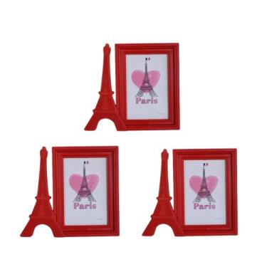 Imagem de Porta retrato plástico foto 10x15 vermelho Torre Paris 3 un - emilar