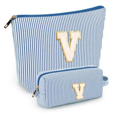 Imagem de Conjunto de bolsa de maquiagem mibasies Blue V para mulheres e meninas