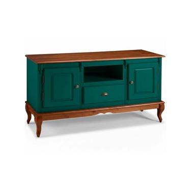 Imagem de Rack Hanover 2 Portas Madeira 1 Gaveta Pés Luis XV 75 x 150 x 40 (A x L x P) - Cor Verde Musgo - Imbuia Glazer
