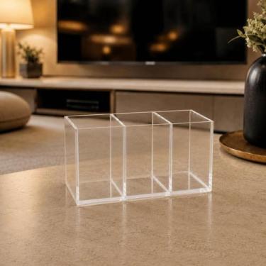 Imagem de Porta Controle Remoto em Acrílico para Mesa 3 compartimentos - Fabrica