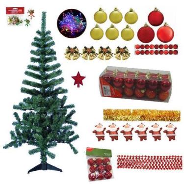 Imagem de Árvore De Natal Verde 1,50m 220 Galhos Decorada Com 99 Itens Enfeites 