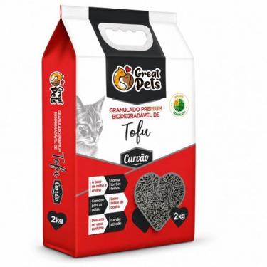 Imagem de Granulado Higiênico Biodegradável 2kg Tofu Carvão Areia Gato - Great P