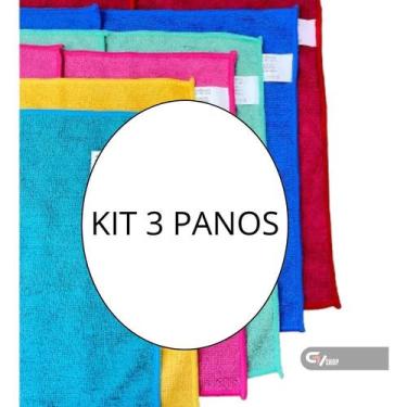 Imagem de Kit 3 Panos De Microfibra Multiuso Camesa Casa Não Arranha, Cores sort