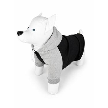 Imagem de Roupa Pet Cachorro Moletom Inverno Soft Peluciado Passa Guia Preto Ver