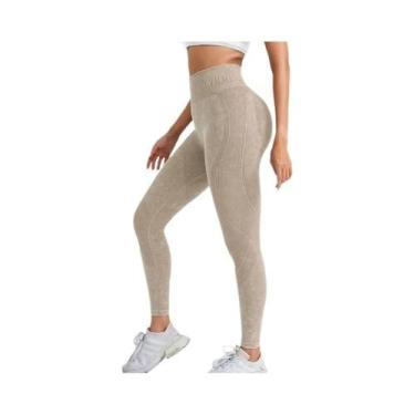 Imagem de Leggings De Yoga Femininas De Cintura Alta Sem Costura, Efeito Levanta