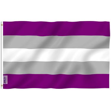 Imagem de Anley Fly Breeze 3x5 pés Greysexual Pride Flag - Cor viva e prova de desbotamento - Cabeçalho de lona e costuras duplas - Greysexual Grey Ace LGBT Bandeiras de poliéster com ilhós de latão 3 x 5 pés