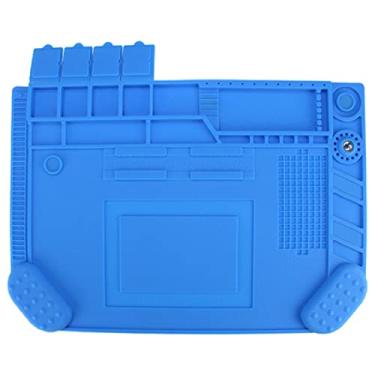 Imagem de Tapete de solda de silicone resistente ao calor 500 °C, tapete de reparo de silicone com isolamento térmico com régua e posição do parafuso para solda, ferro de telefone e reparo de computador
