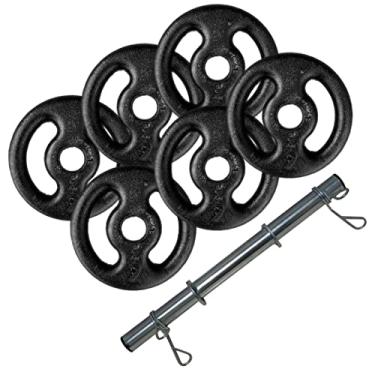 Imagem de Halter De Barra Oca 40 Cm Com 6 Anilhas De 2kg