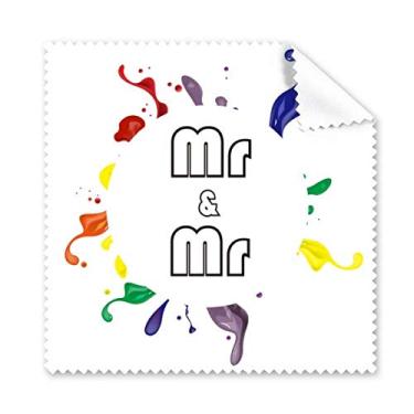Imagem de LGBT Pano de limpeza de óculos com bandeira de arco-íris Mr & Mr