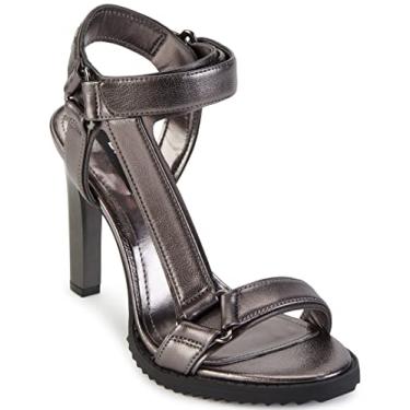 Imagem de DKNY Sandália feminina de salto alto com bico aberto, Tiras de bronze Bayli, 8.5