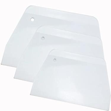 Imagem de Raspador de massa de plástico de 3 peças, conjunto de raspador de pão trapezoidal de grau alimentício, conjunto de raspadores multiuso de cozinha, raspador de alimentos para pão, bolo, fondant, creme