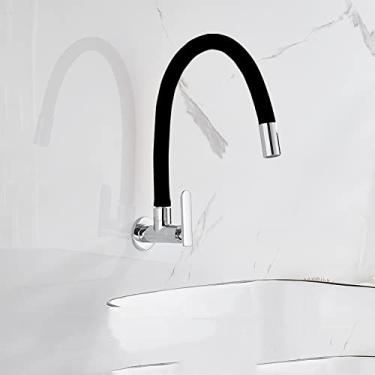 Imagem de Torneira universal para pia fria simples na parede, torneira giratória para máquina de lavar, esfregão, torneira para piscina, torneira externa para lavar as mãos, tubo preto