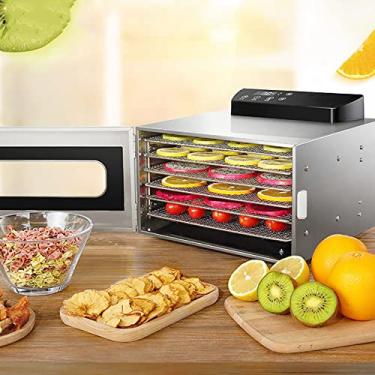 Imagem de Secador De Frutas DoméStico, Chá De Frutas E Desidratador De Carne, Grande Capacidade De 6 Camadas Em AçO InoxidáVel, TemporizaçãO De 24 Horas, Painel De Toque Led, Baixo RuíDo