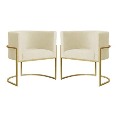 Imagem de Kit 02 Poltronas Luana Base em Metal Suede Cores - DS Estofados