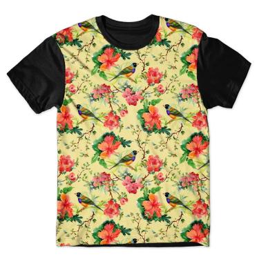 Imagem de Camiseta As Braba Masculina Flores Beija Flor Full Print