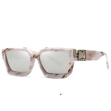 Imagem de Óculos de sol quadrados superdimensionados femininos de luxo masculinos óculos de sol vintage designer uv400 retro óculos com estojo, 13,Z