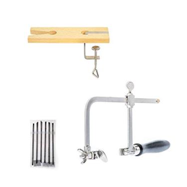 Imagem de Conjunto profissional de serras para joalheiros 3 em 1 da Prolinemax, moldura para serra, 144 lâminas, grampo de madeira, metal