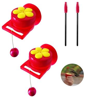 Imagem de Alimentador de beija-flor Agshcqi para janela pequeno alimentador de flor de pássaro portátil com pincel de limpeza de poleiro (pacote com 2)