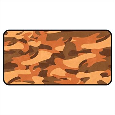 Imagem de Vijiuko Tapetes de cozinha laranja marrom textura camuflagem tapetes de área de cozinha tapetes e tapetes antiderrapantes tapete de cozinha tapetes laváveis para chão de cozinha escritório em casa pia lavanderia interior exterior 101,6 x 50,8 cm
