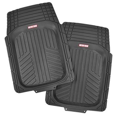 Imagem de Motor Trend FlexTough Plus - 2 peças de tapetes dianteiros para carro - forro de contorno preto - tapetes de borracha resistentes para carros, caminhões e vans, proteção para todos os climas, acabamento universal para ajuste