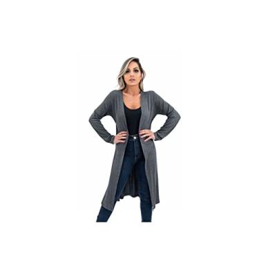 Imagem de Cardigan Kimono Longo Feminino Sobretudo Casaco Casaquinho (G)