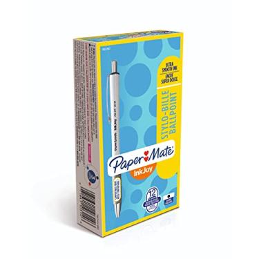 Imagem de Canetas esferográficas retráteis Paper Mate InkJoy 700RT, ponta média, barril branco, tinta preta