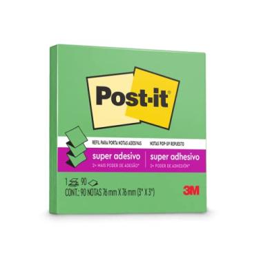 Imagem de Post-it, 3M, Bloco de Notas Super Adesivas Refil Verde Limão 76 mm x 76 mm - 90 folhas