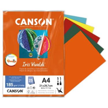 Imagem de CANSON Iris Vivaldi, Papel Colorido A4 Sortido em Pacote de 25 Folhas Soltas, Cores Quentes, 185 g/m²