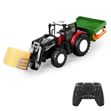 Imagem de LAURAG simulated farmer’s car Remote Control Simulated Farmer's Car Multifunctional Remote Control Car With Gripper, Fertilizer Spreader, Big Bale, Lighting One-key Demonstration