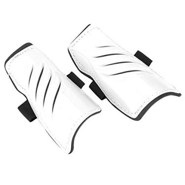 Imagem de Junluck Caneleiras leves, caneleiras respiráveis, 14 cm x 7 cm x 3,18 cm para jogadores de futebol, protegendo as pernas (branco)