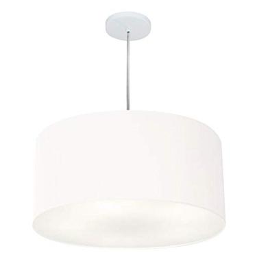 Imagem de Lustre Pendente Cilíndrico Cúpula Tecido 55x25 cm, Vivare Iluminação, Pendente4214 BR, Branco, Médio