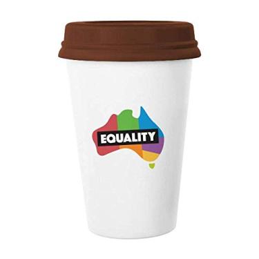 Imagem de Diferença de gênero australiano com igualdade de arco-íris, caneca de cerâmica para copo de café