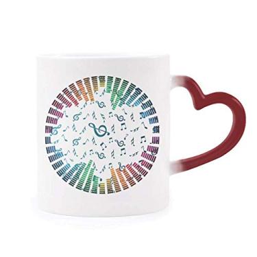Imagem de Rabow Rotatg Notas musicais preta sensível ao calor Caneca vermelha muda de cor