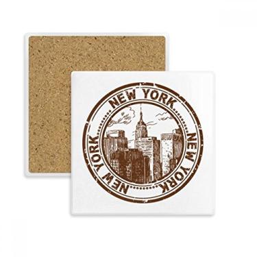 Imagem de America New York Classic Country City Square Porta-copos copo copo copo com pedra absorvente para bebidas presente 2 peças