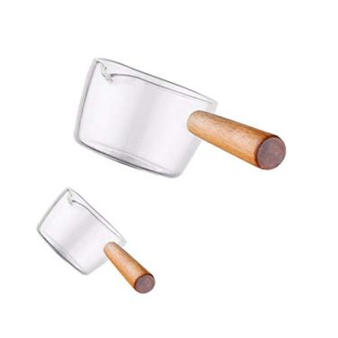 Imagem de Jarra YARNOW 2 peças de vidro para servir em jarras de vidro para servir molho, jarra para leite e café com alça tamanho P + G