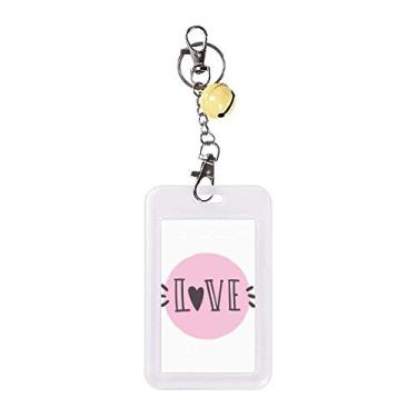 Imagem de Capa protetora de cartão de crédito com citação de amor rosa escrito à mão e sino amarelo