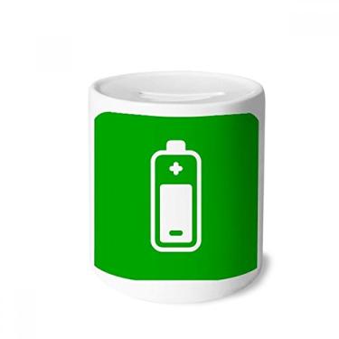 Imagem de DIYthinker Caixa de cerâmica para caixa de dinheiro com marcador de aviso quadrado verde para presente de cofrinho