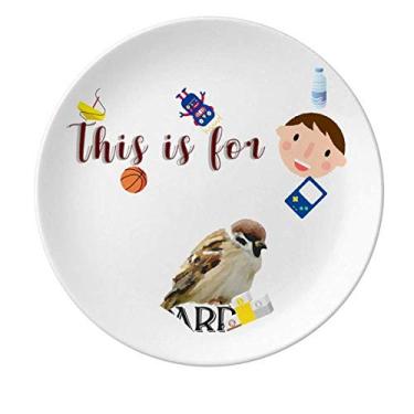Imagem de Comida Dormir Pardal Pássaros Porcelana Prato Jantar Redondo Prato Menino Homem