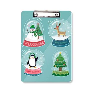 Imagem de Feliz Natal, boneco de neve, árvore, prancheta, pasta, bloco de escrita, placa de apoio A4