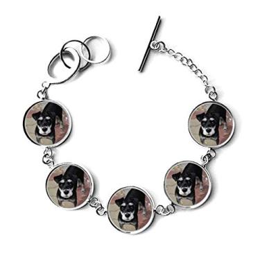 Imagem de DIYthinker Pulseira de corrente com pingente de animal de estimação de cachorro preto