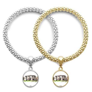 Imagem de DIYthinker Pulseira Stonehenge in Wiltshire England Lover bracelete pingente joia corrente para casal presente