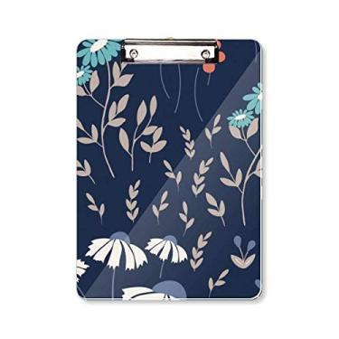 Imagem de Placa de suporte para prancheta com tinta de flor branca azul A4