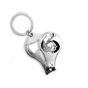 Imagem de Chaveiro de pintura de dragão chinesa tradicional abridor de garrafa cortador de garrafa