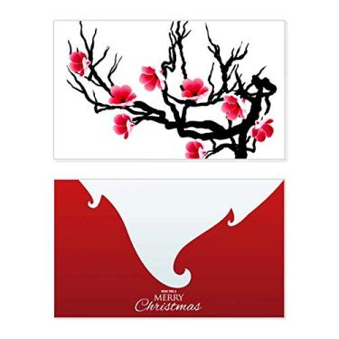 Imagem de Japan Culture Red Black Sakura Pattern Holiday Holiday Merry Christmas Congrats Card Christmas Letter Message