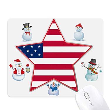 Imagem de Mouse pad com bandeira nacional dos EUA América do Norte Country mas boneco de neve família estrela