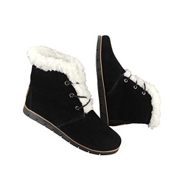 Imagem de Tênis Feminino Bota de Inverno Neve 100% Forrada Pelo Lã Confort AM801 Cor:1-Preto;Tamanho:39