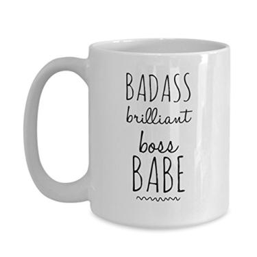Imagem de SpreadPassion Gifts For Babe Boss - Xícara de café - Badass Brilliant Boss Babe - Boss Lady - You Best Bossy - Aniversário Natal - Decoração de quarto para escritório