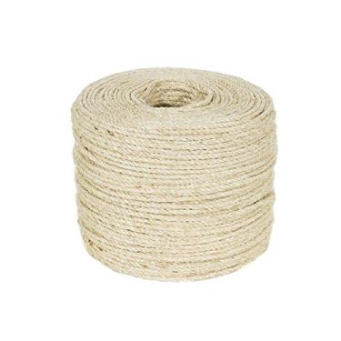 Imagem de Corda de sisal torcida (1/4 polegada, 30 m) – Decoração, projetos faça você mesmo, poste de raspagem, marinheiro, amarrações, cadeira de vime