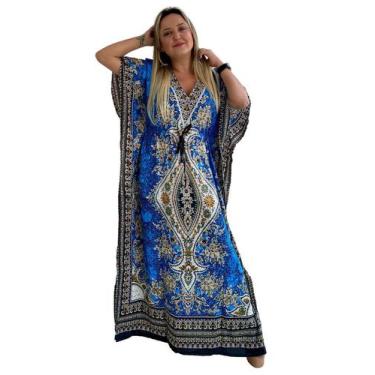 Imagem de Vestido Kaftan Indiano Longo Estampado Plus Size - Cod. 1503 - Aleci F